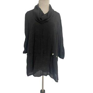Lindi Size Large  Top Blouse Boho Lagenlook Abstract Artsy